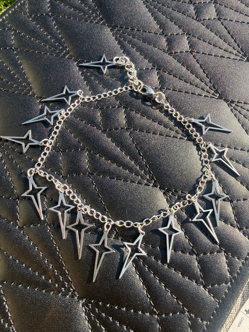 14 Silver Star Charm Anklet - Stainless Steel